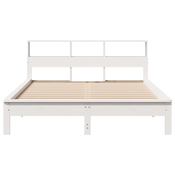 vidaXL Cadre de lit sans matelas blanc 135x190 cm bois de pin massif