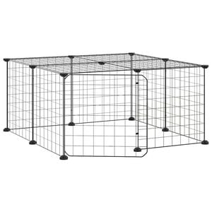 vidaXL Cage animaux de compagnie &agrave; 12 panneaux et porte Noir 70x70x35 cm