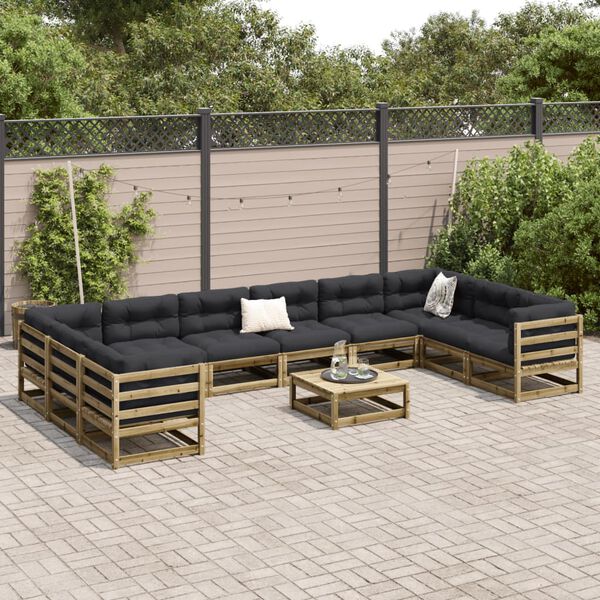 vidaXL Salon de jardin 11 pcs bois de pin impr&eacute;gn&eacute;