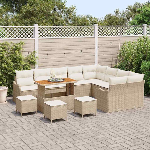 vidaXL Ensemble de canap&eacute; de jardin 13 pcs Beige polyrotin