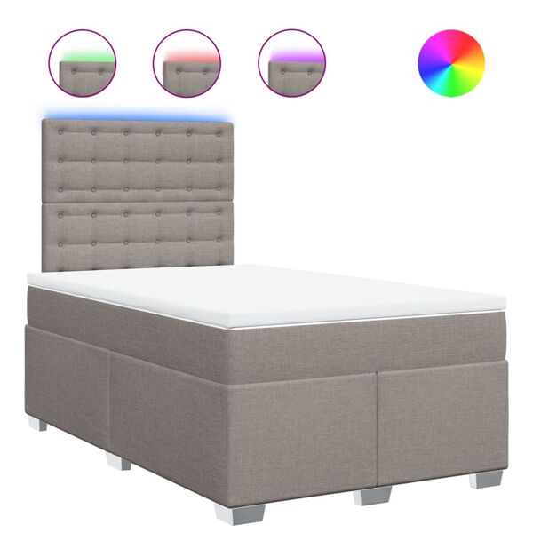 vidaXL Sommier &agrave; lattes de lit avec matelas taupe 120x190 cm tissu