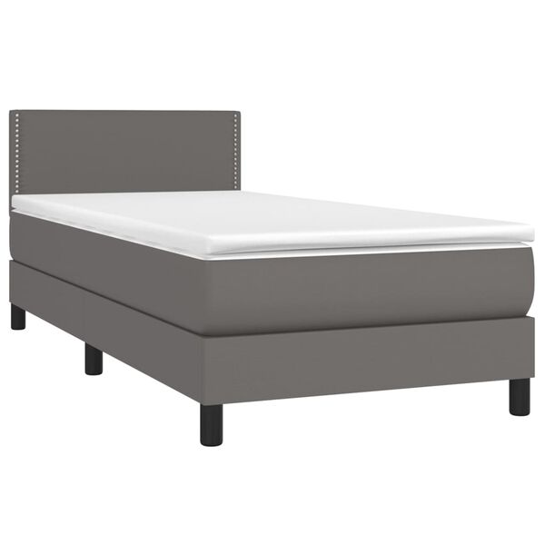 vidaXL Sommier &agrave; lattes de lit avec matelas et LED Gris 100x200 cm