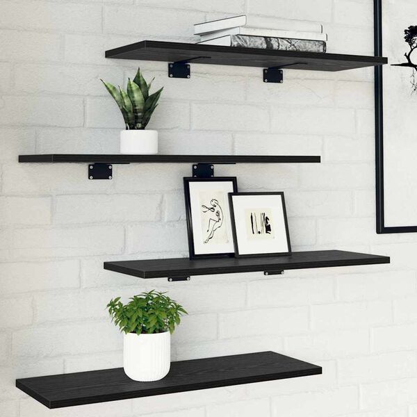 vidaXL &Eacute;tag&egrave;re &agrave; livres 4 pcs Noir 60 x 20 x 1,5 cm Bois d'ing&eacute;nierie