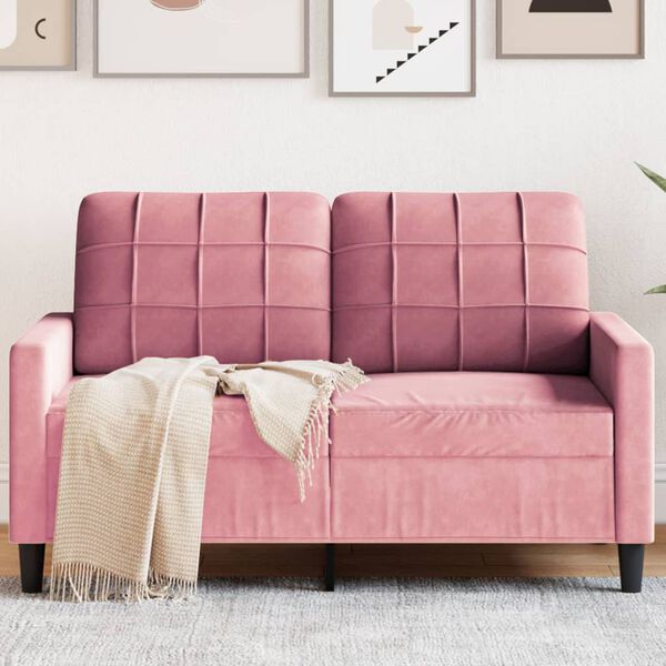 vidaXL Canapé à 2 places Rose 120 cm Velours