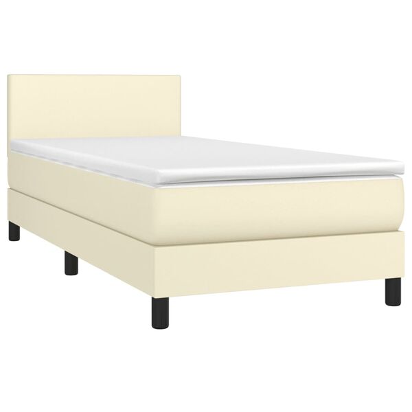 vidaXL Sommier &agrave; lattes de lit avec matelas Cr&egrave;me 100x200cm Similicuir