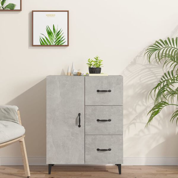 vidaXL Buffet gris béton 69,5x34x90 cm bois d'ingénierie