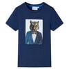 T-shirt pour enfants avec manches courtes bleu fonc&eacute; 128