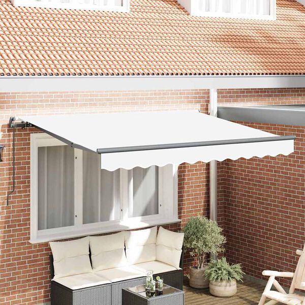 vidaXL Auvent Rétractable Blanc 350 x 200 cm Polyester et Aluminium