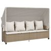 vidaXL Chaise longue avec auvent et coussins beige r&eacute;sine tress&eacute;e