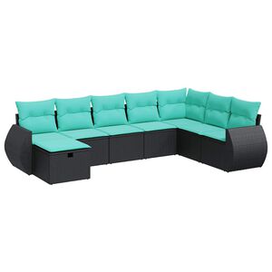 vidaXL Salon de jardin 8 pcs avec coussins noir r&eacute;sine tress&eacute;e