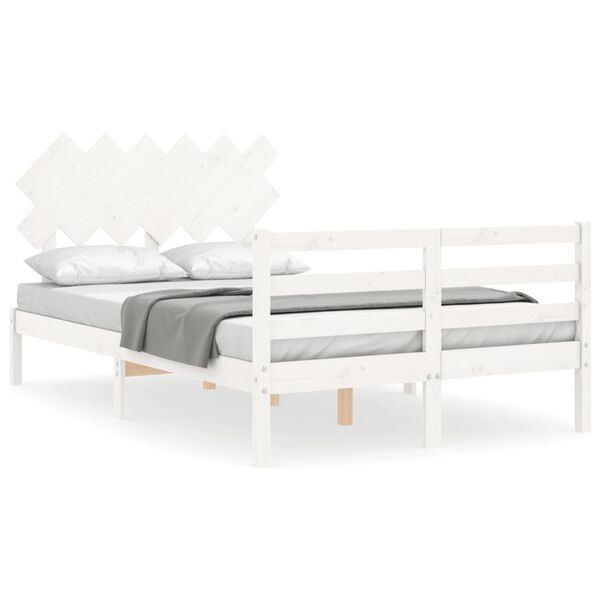 vidaXL Cadre de lit sans matelas blanc bois massif