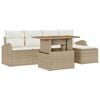 vidaXL Ensemble de canap&eacute; de jardin 6 pc Beige Poly rotin