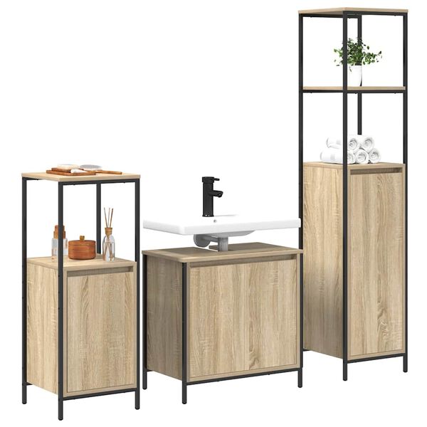 vidaXL Ensemble de mobilier de salle de bain avec &eacute;tag&egrave;re 3 pcs