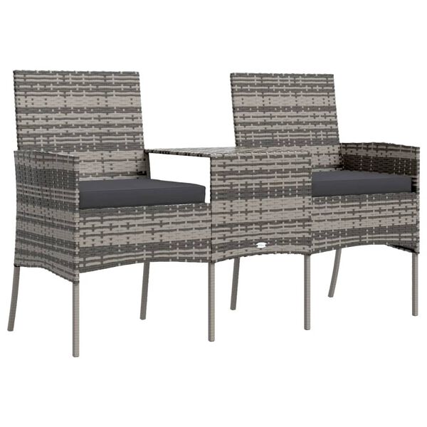 vidaXL Canapé jardin 2 places et table basse Résine tressée Anthracite