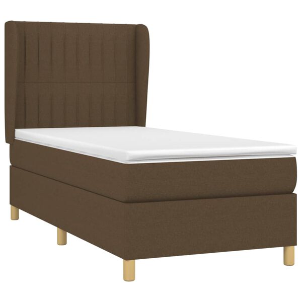 vidaXL Sommier &agrave; lattes de lit avec matelas Marron fonc&eacute; 90x190 cm