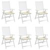 vidaXL Coussins de chaise jardin lot de 6 crème 40x40x4cm tissu oxford