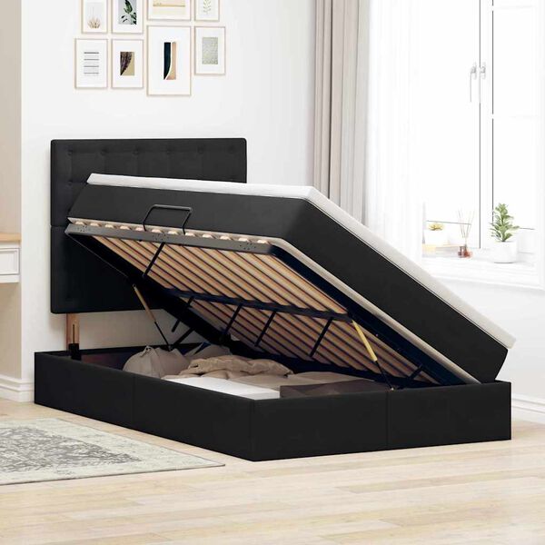 vidaXL Lit avec rangement et matelas Noir 120 x 190 cm Velours
