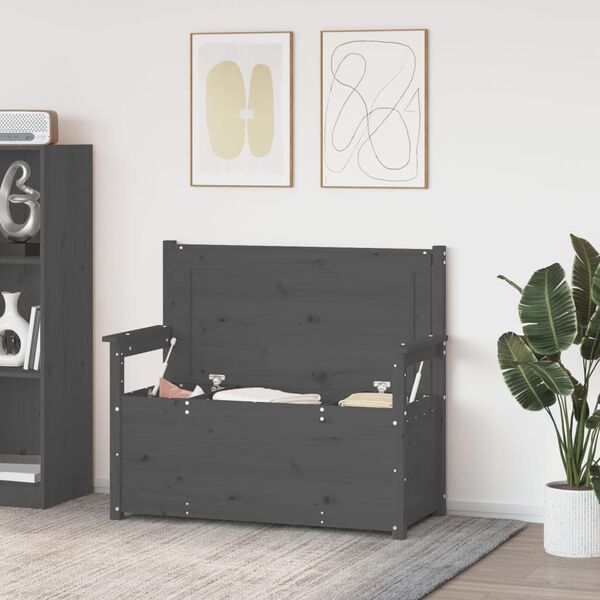 vidaXL Banc Gris 112,5x51,5x96,5 cm Bois de pin massif