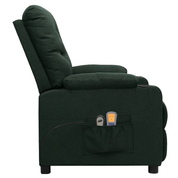 vidaXL Fauteuil &eacute;lectrique de massage Vert fonc&eacute; Tissu