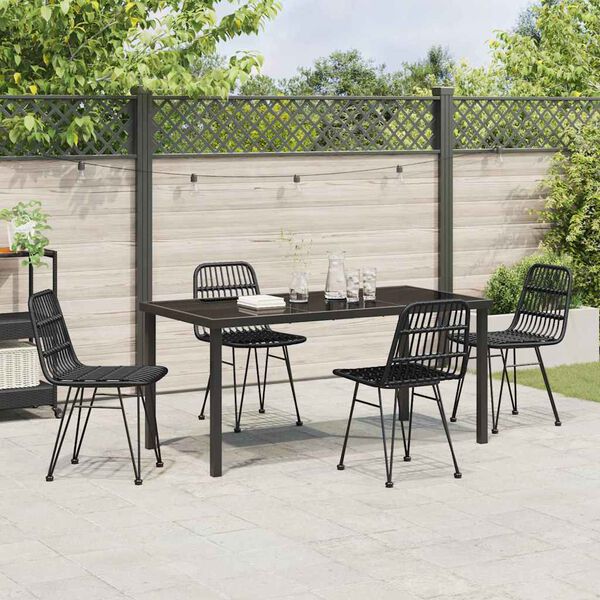 vidaXL Ensemble de salle &agrave; manger pour jardin 5 pcs Noir