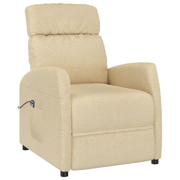 vidaXL Fauteuil inclinable &eacute;lectrique Cr&egrave;me Tissu