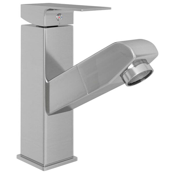 vidaXL Robinet de lavabo r&eacute;tractable de bain Argent&eacute; 157x172 mm