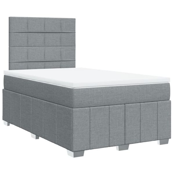 vidaXL Sommier &agrave; lattes de lit et matelas gris clair 120x190 cm tissu