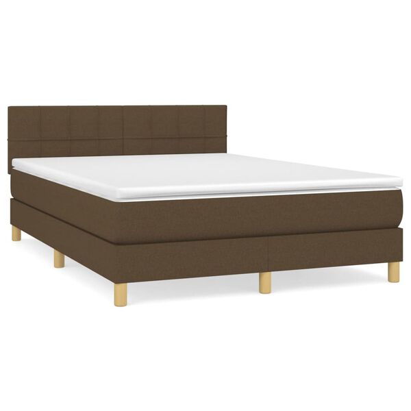 vidaXL Sommier &agrave; lattes de lit avec matelas Marron fonc&eacute; 140x200 cm