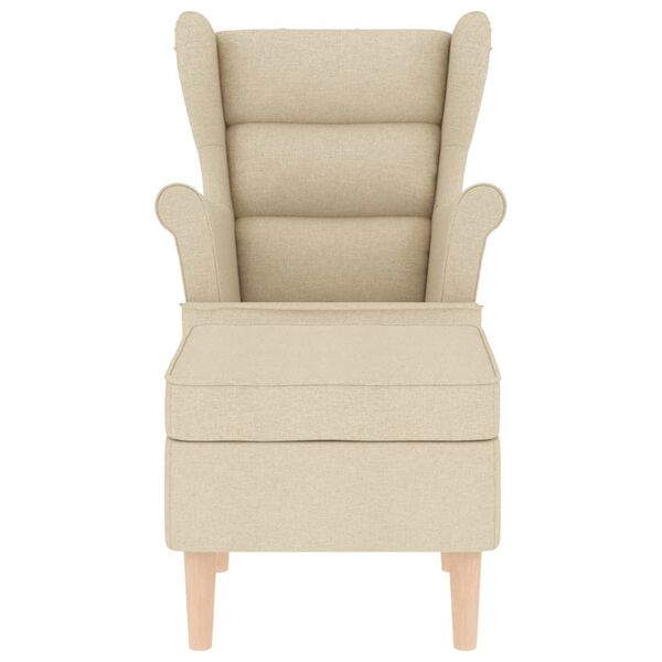 vidaXL Fauteuil avec repose-pied Crème Tissu