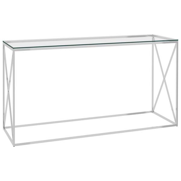 vidaXL Table d'appoint Argenté 140x40x78 cm Acier inoxydable et verre