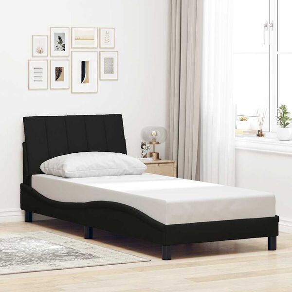 vidaXL Cadre de lit sans matelas Hanko noir 80x200 cm tissu