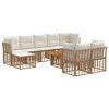 vidaXL Ensemble de canap&eacute; de jardin 10 pc Blanc Naturel et Cr&egrave;me