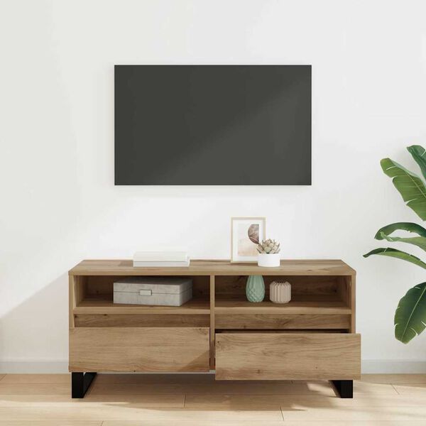vidaXL Meuble TV avec tiroir Ch&ecirc;ne artisanal 100 x 34,5 x 44,5 cm