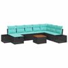 vidaXL Ensemble de canap&eacute; de jardin 9 pc Noir Poly rotin