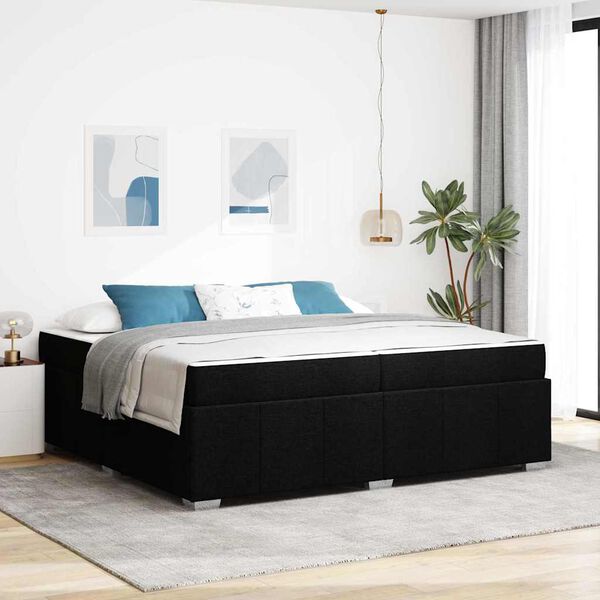 vidaXL Cadre de lit avec matelas Noir 200 x 200 cm tissu