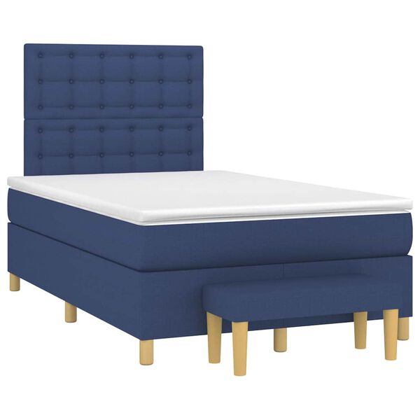 vidaXL Sommier &agrave; lattes de lit avec matelas bleu 120x190 cm tissu