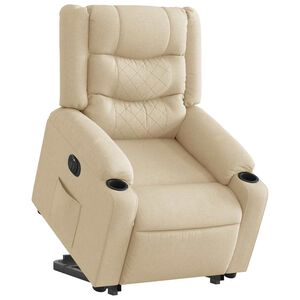 vidaXL Fauteuil inclinable &eacute;lectrique cr&egrave;me tissu