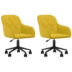vidaXL Chaises pivotantes &agrave; manger lot de 2 Jaune Velours