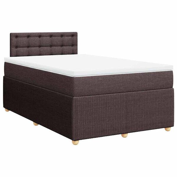 vidaXL Sommier &agrave; lattes de lit et matelas marron fonc&eacute; 120x190cm tissu