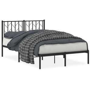 vidaXL Cadre de lit m&eacute;tal sans matelas avec t&ecirc;te de lit noir 120x200cm