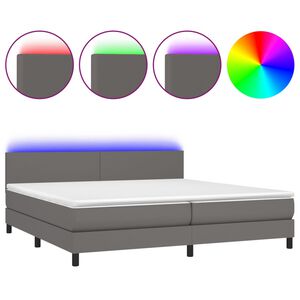 vidaXL Sommier &agrave; lattes de lit avec matelas et LED Gris 200x200 cm
