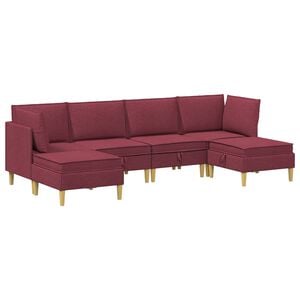 vidaXL Canap&eacute; modulaire avec rangement 6 pc Bordeaux Tissu