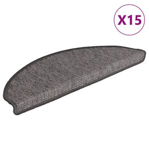 vidaXL Tapis d'escalier 15 pi&egrave;ces 65 x 21 x 4 cm Beige et gris Demi-rond Grand