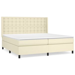 vidaXL Sommier &agrave; lattes de lit avec matelas Cr&egrave;me 200x200cm Similicuir