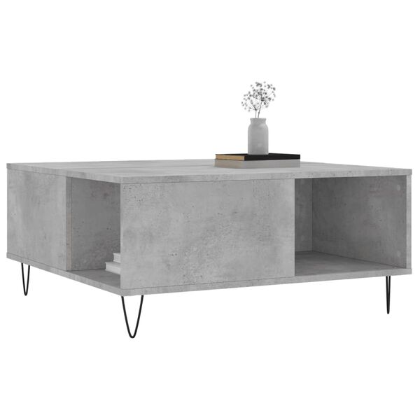 vidaXL Table basse gris b&eacute;ton 80x80x36,5 cm bois d'ing&eacute;nierie