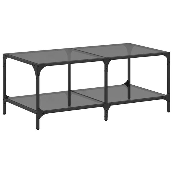 vidaXL Table basse avec dessus en verre noir 98,5x50x40 cm acier