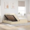 vidaXL Lit avec rangement et matelas Cr&egrave;me 200 x 200 cm Polyester