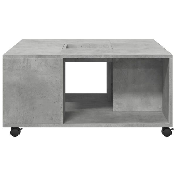 vidaXL Table basse gris b&eacute;ton 80x80x40 cm bois d'ing&eacute;nierie