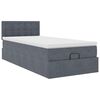 vidaXL Cadre de lit ottoman avec matelas gris foncé 100x200 cm velours