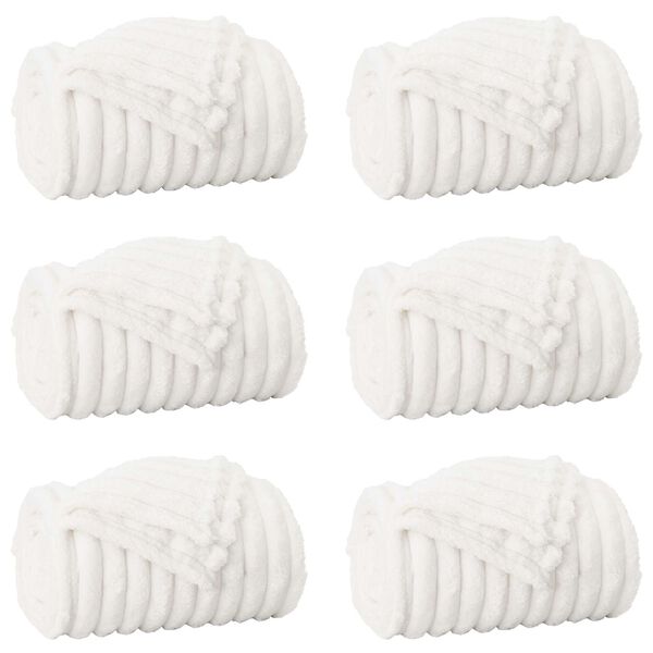 vidaXL Couvertures &agrave; jeter 6 pcs Blanc 240 x 220 cm Toison